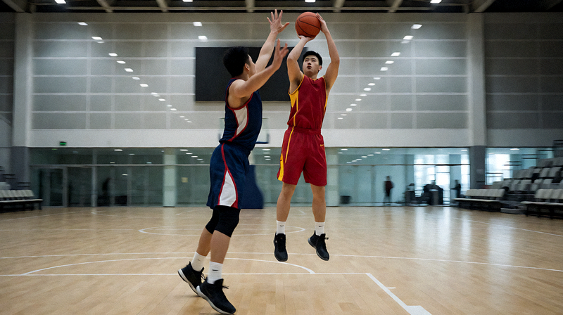 NBA常规赛比赛现场球员进攻与防守对抗画面